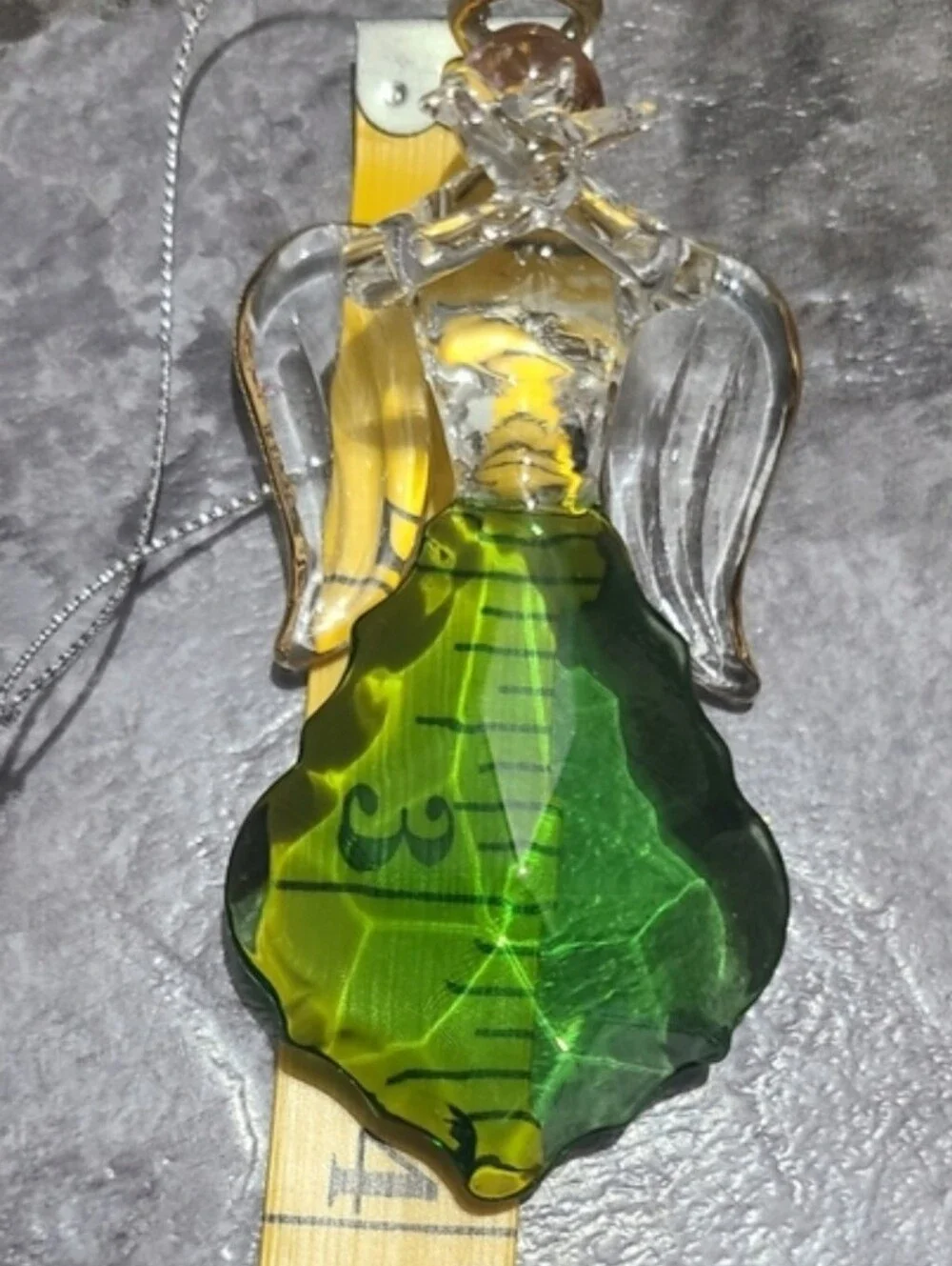 Crystal Glass ANGEL ORNAMENT Chandelier Clear Green Prism Gold Halo 4